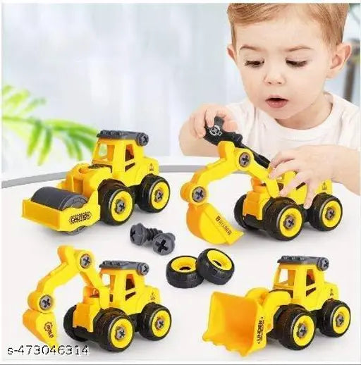 JCB TOYS Vehicles Truck toys Construction set JCB Toy for kids (Yellow, Pack of: 4)