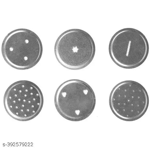 SHRREJI Stainless Steel Sev Chakli/Murukku/Sancha Maker Machine with 6 Different Jalis, Medium, Silver (9 No)