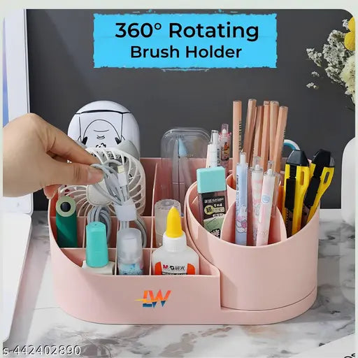 Makeup Organizer with 360° Rotating Makeup Brushes Holder