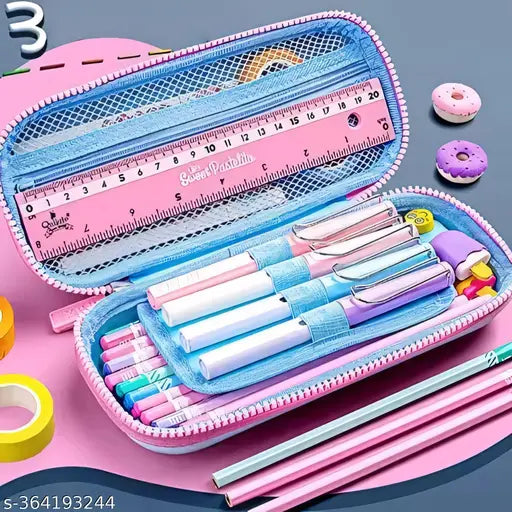Space Art Canvas Pencil Box (Set of 1, Blue)