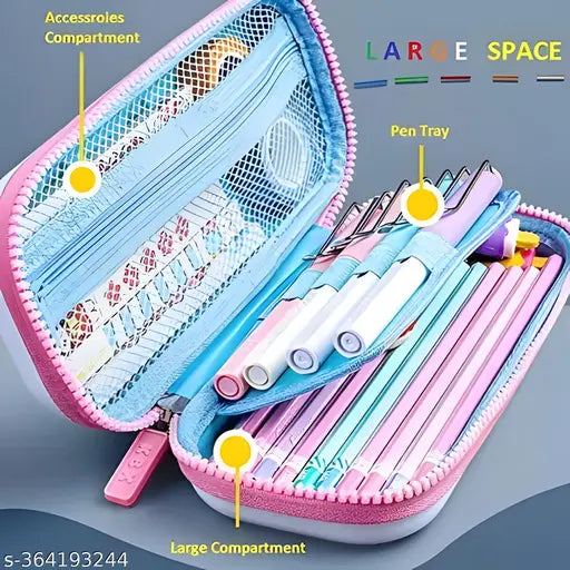 Space Art Canvas Pencil Box (Set of 1, Blue)