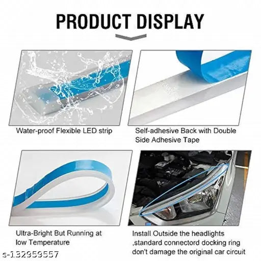DRL Daytime Running Universal Car Flexible LED Light Strip Set of 2