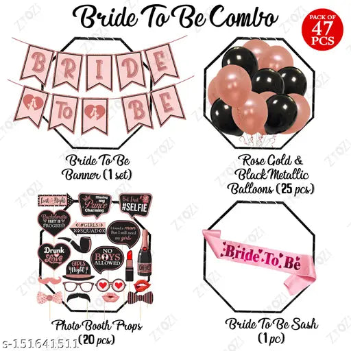 Zyozi 47 Pcs Bachelorette Party Decorations Kit, Bridal Shower Party & Bride Decoration with Balloons