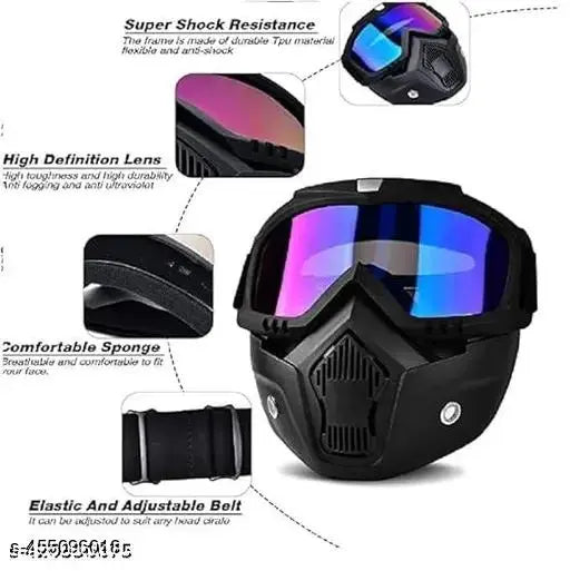 Goggle Mask Anti Scratch UV Protective Open Face & Eyewear