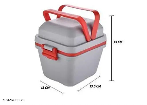 Nitron® Airtight Lunch Box Set (BUY 1 GET 1 FREE AND PILLAR)| 3 Compartment Tiffin with Handle & Push Lock ( Blue And Grey)