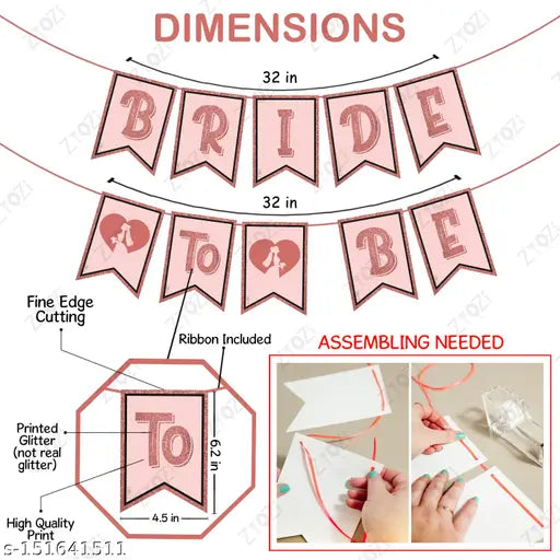 Zyozi 47 Pcs Bachelorette Party Decorations Kit, Bridal Shower Party & Bride Decoration with Balloons