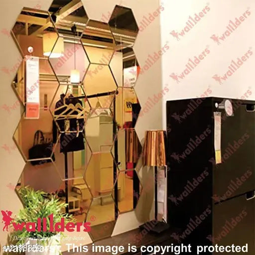 3D Hexagon Mirror Wall Stickers