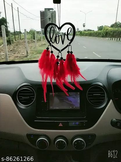 Dream Catcher Car Hanging Rear View Mirror - Red