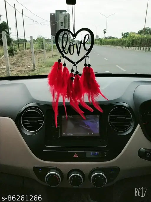 Dream Catcher Car Hanging Rear View Mirror - Red