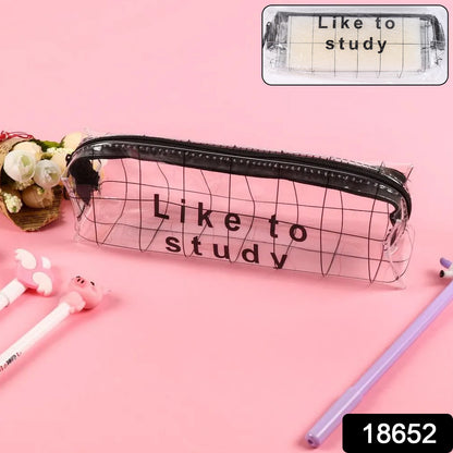 Plastic Transparent Pencil Pouch With Zipper (1 Pc)