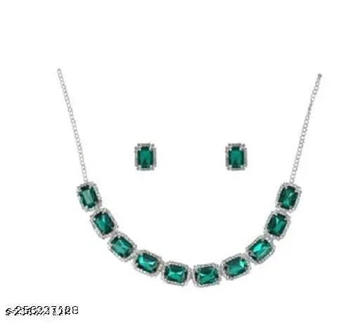 Stylish kundan and crystal necklace