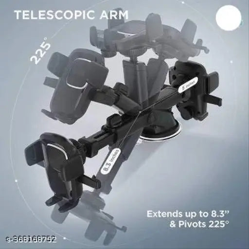 Car Mobile Phone Holder - Telescopic One Touch Long Neck Arm 360 Degree Rotation