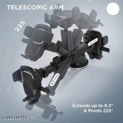 Car Mobile Phone Holder - Telescopic One Touch Long Neck Arm 360 Degree Rotation