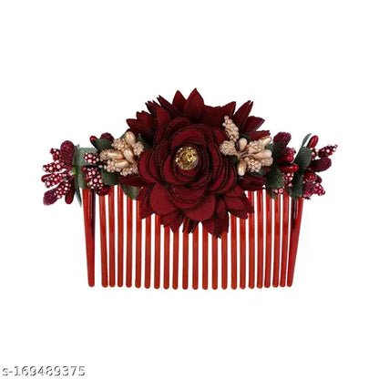 Artificial Red Rose Flowers Hair Clips