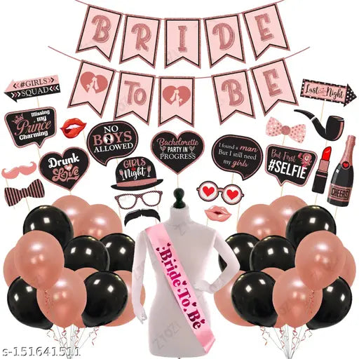 Zyozi 47 Pcs Bachelorette Party Decorations Kit, Bridal Shower Party & Bride Decoration with Balloons