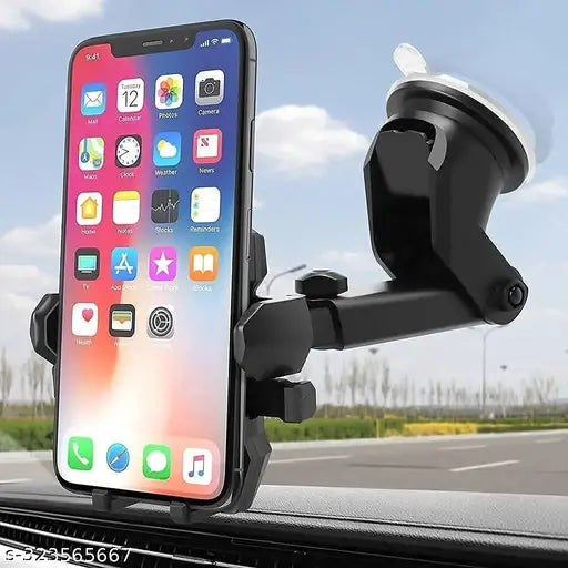 Universal Car Mobile Phone Holder Mount Stand with 360 Degree Rotation - (Black)