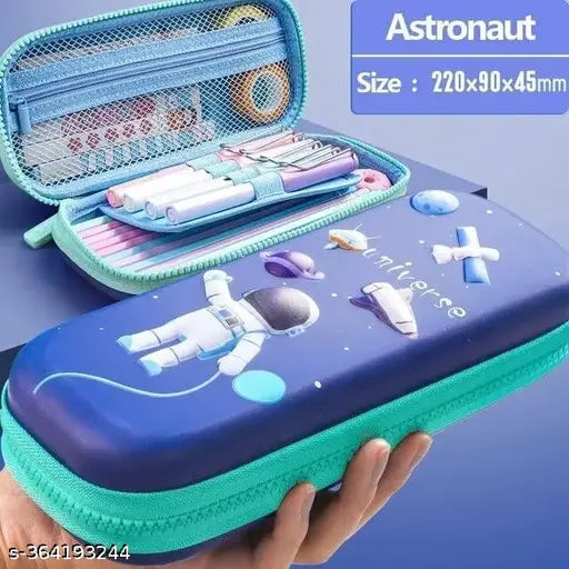 Space Art Canvas Pencil Box  (Set of 1, Blue)