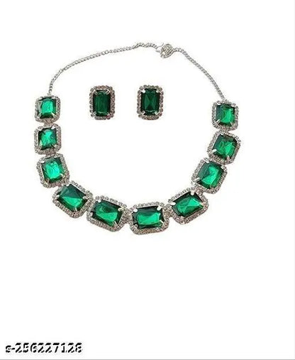 Stylish kundan and crystal necklace