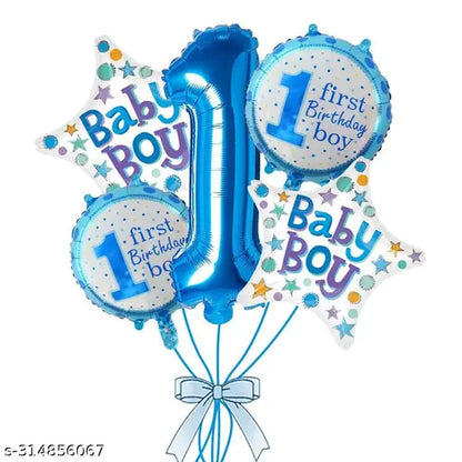 Baby boy 1st happy birthday party decorations combo - (71 Pcs Blue Pack)