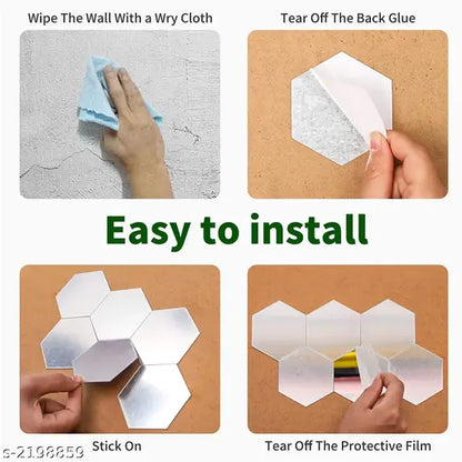 3D Hexagon Mirror Wall Stickers