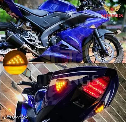 Motorcycle Turn Signal Triangle Indicators Amber LED  Yamaha YZF R15 V3 , Black