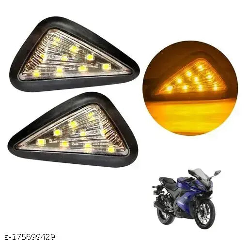 Motorcycle Turn Signal Triangle Indicators Amber LED  Yamaha YZF R15 V3 , Black